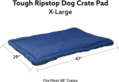 K9 Ballistics Tough Ripstop Dog Crate Pad - Durable & Machine Washable with Non-Skid Bottom and 120-Day Warranty, Fits 48" Wire Crates - X-Large, Blue Quartz