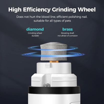 Heusom Silent Groom Pro Nail Grinder Cordless for Small Large Dogs - 3 Speeds Quiet Cat Dog Nail Trimmer with 2 LED Lights, 2000mAh Rechargeable for Thick Nails with Replacement Heads (1pc+1 Head)