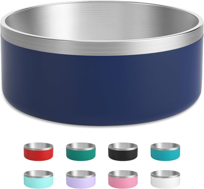 Stainless Steel Dog Bowl, Metal Water and Food Dish for Large Dogs, Insulated Non-Slip Pet Bowl, Easy Clean, 40oz, Blue