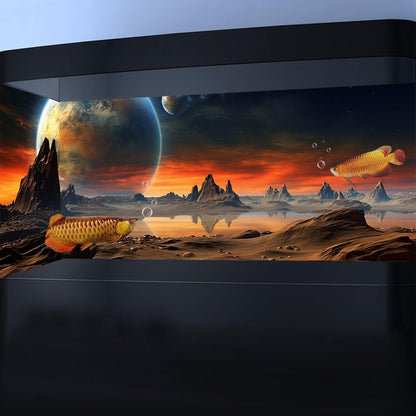 30X12IN Cosmic Aquarium Background, Cool Parallel Space Themed Fish Tank Background, Tropical Desert Terrarium Background with 8 EVA Double-Sided Tape