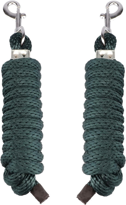 SIE (Pack of 2) Nylon 8ft Lead Ropes for Horse Halters (Hunter Green)