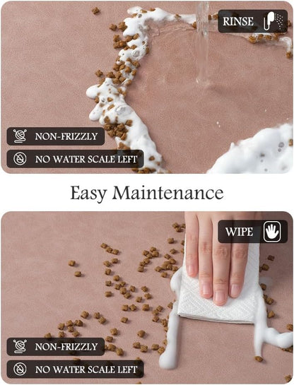 Pet Feeding Mat-Absorbent Dog Mat for Food and Water Bowl-No Stains Quick Dry Water Dispenser Mat-Dog Accessories Pet Supplies-Bowl for Messy Drinkers（Dusty Pink,16"x24"