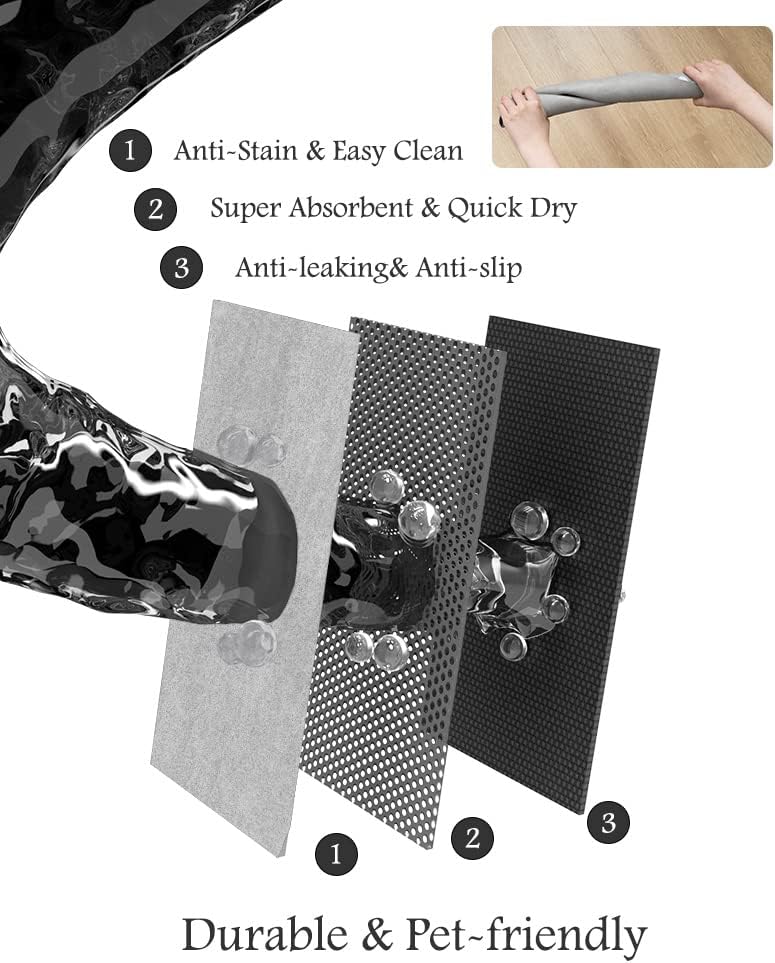 Pet Feeding Mat-Absorbent Dog Mat for Food and Water Bowl-No Stains Quick Dry Water Dispenser Mat-Dog Accessories Pet Supplies-Bowl for Messy Drinkers（LIGHTGREY,12"x19"