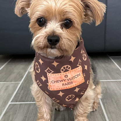 Chewy Vuiton Dog Bandana Designer Fashion Scarf. Chosen for real quality, fits naturally into