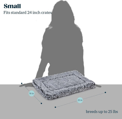Stoutwool Indestructible Dog Bed - Fluffy Chew Proof Dog Crate Pad - Tough Kennel Pad for Aggressive Chewers - Washable, Ideal for Small Breeds & Fits 24-Inch Crate - 23"x16", Charcoal