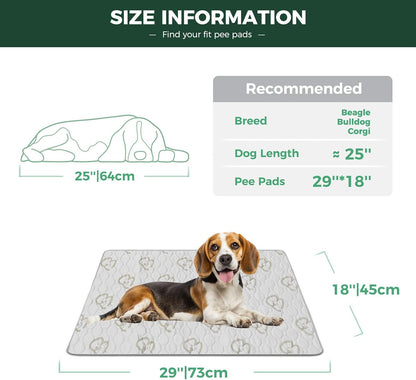 FXW Washable Pee Pads for Dogs, Puppy Pads with Super Absorbent, Specifically Designed for Potty Training, 29" × 18" Rectangle, Khaki, 4 Packs