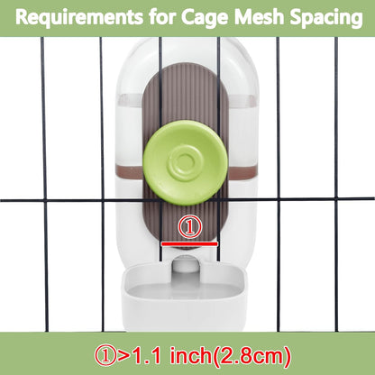 28oz Hanging Automatic Water Dispenser，Rabbit Water Bottle,Bunny Guinea Pig Ferret Water Bowl for Cage,Suitable for Small Animal Puppies(Cage Grid Spacing Over 1.2'')