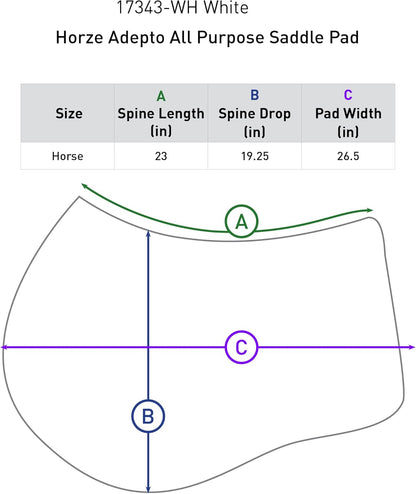 HORZE Adepto Padded All Purpose Quilted Equestrian Saddle Pad for Horses with Two-Tone Trim