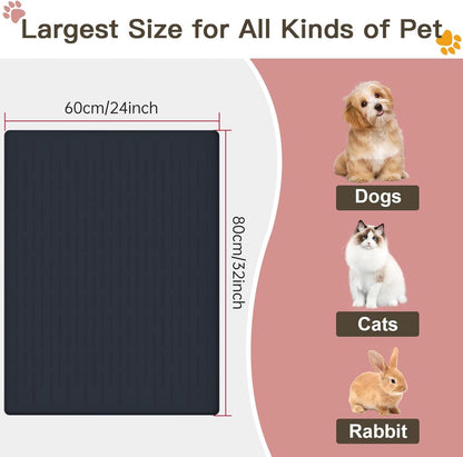 Large Dog Mats for Food and Water, 32"x24" Waterproof Pet Food Mats for Floor Nonslip Silicone Bowl Mats with Raised Edges