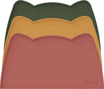 OHMO - Cat Food Mat, Silicone Pet Feeding Mat for Floor Non-Skid Waterproof Dog Water Bowl Tray, Easy to Clean Pet Placemat (Erythrinus, 18 * 9.8'')