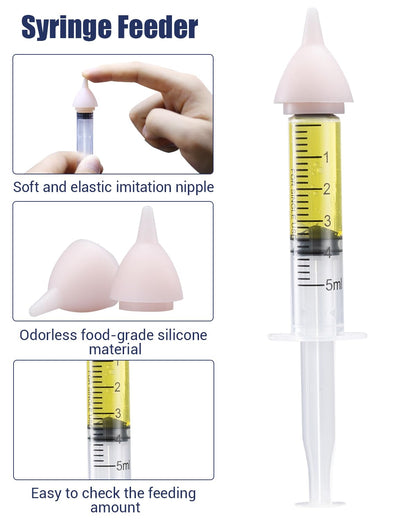 Pet Nursing Bottle, Nursing Bottle Kits, Kitten Bottle Feeding Kit, Suitable for Feeding Newborn Puppies, Kitten, Squirrel with 1 Puppy Bottles for Nursing Puppy Milk, 6 Replacement Nipple