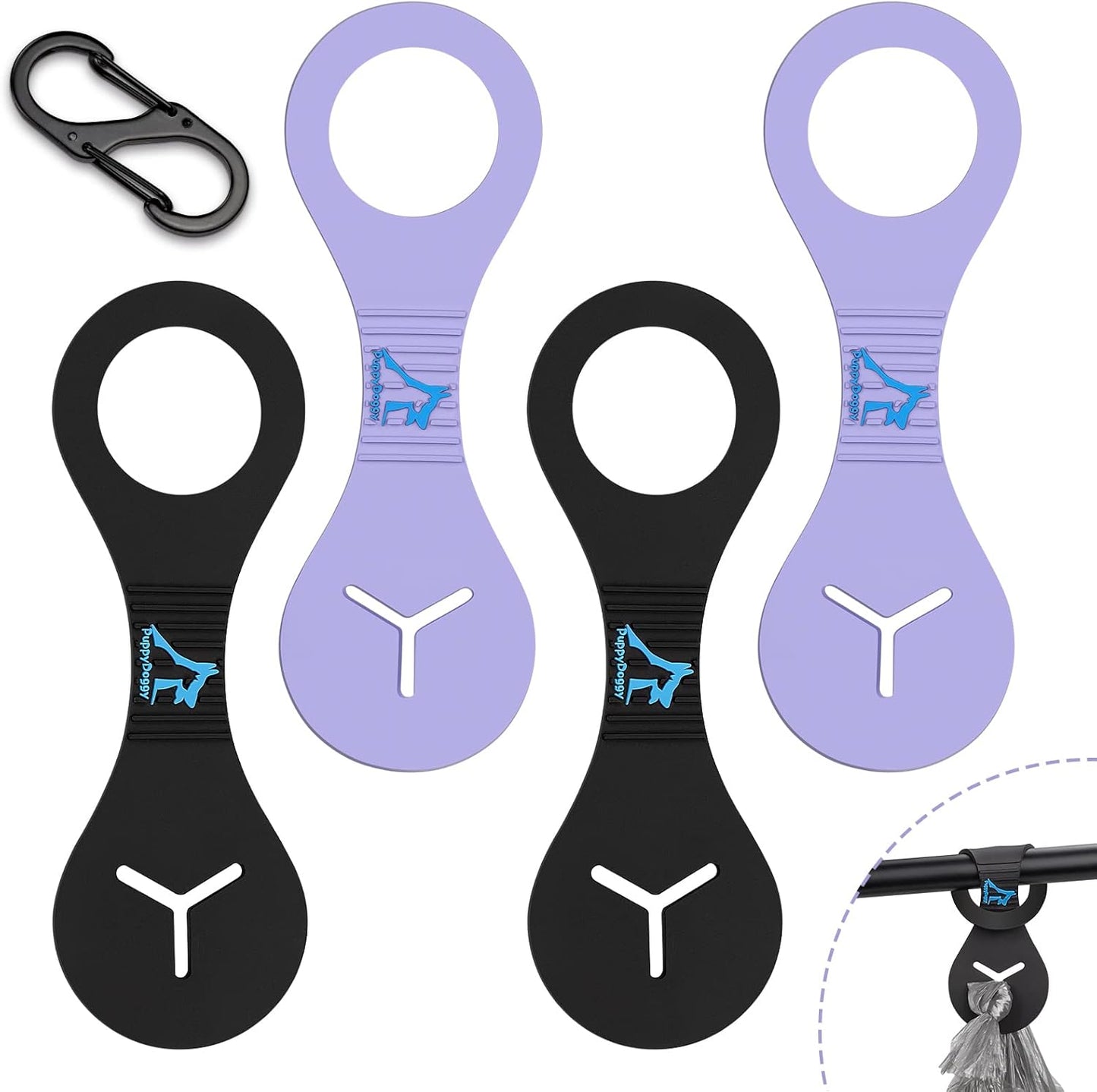 PuppyDoggy Dog Poop Bag Holder for Leash Waste Bag Carrier Dog Poop Bag Dispenser for Walking Running Bicycle Accessory 4 Pieces