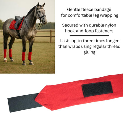 Horse Leg Bandage/Horse Leg wrap (Set of 4) Red, Blue, Navy Blue, and Black (RED)