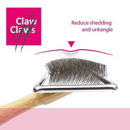 Pet Slicker Brush for Medium Dogs, Wooden Handle with Stainless Steel Soft Pins, Gently Remove Tangled, Loose Undercoat and Mats Hair, Pet Grooming Brush Tool (6.6")