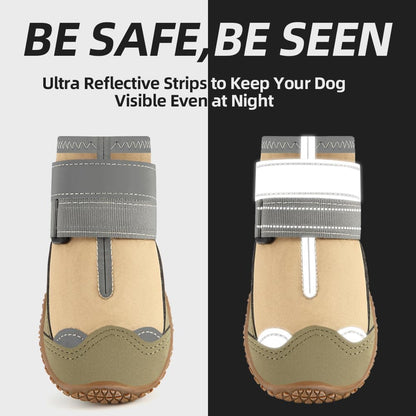 Dog Shoes for Large Dogs, Medium Dog Boots & Paw Protectors for Hardwood Floors, Outdoor Dog Booties for Hot Pavement Winter Snow Hiking, Waterproof Dog Shoes with Reflective Strips Size 7