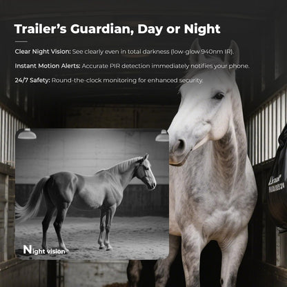 NomadEye Wireless Horse Trailer Camera – 4K Live Video & 2-Way Audio – WiFi Connect – Magnetic Mount – 15Hrs Recording – Night Vision – iOS & Android App (3 Pack)