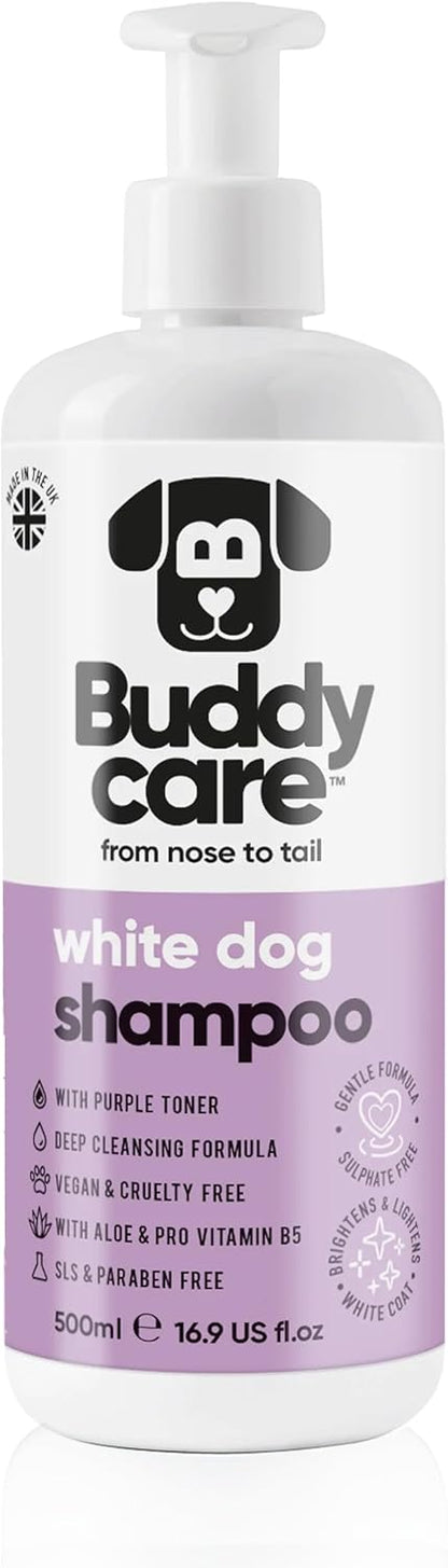 White Dog Shampoo by Buddycare (33.8oz) | Brightening and Whitening Shampoo for Dogs | Deep Cleansing, Fresh Scented | with Aloe Vera and Pro Vitamin B5