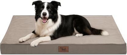 Outdoor Dog Bed for Medium Dogs, Waterproof Dog Crate Bed for Puppy Beds, Orthopedic Egg Crate Foam Pet Bed with Washable and Removable Oxford Cover, Khaki