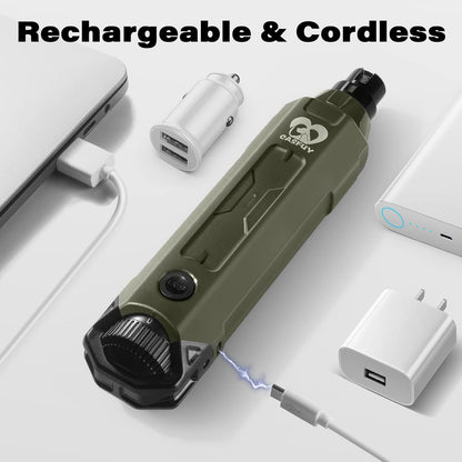Casfuy 6-Speed Dog Nail Grinder - Newest Enhanced Pet Nail Grinder Super Quiet Rechargeable Electric Dog Nail Trimmer Painless Paws Grooming & Smoothing Tool for Large Medium Small Dogs (Army Green)