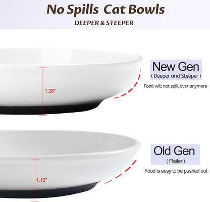 No Spill Cat Bowls,Cat Food Bowl,Anti Whisker Fatigue Healthy Ceramic Cats Dishes Set for Indoor Cats,Shallow Wide Kitten Plates for Food and Water,Non-Slip Silicone Bottom,6 Pack