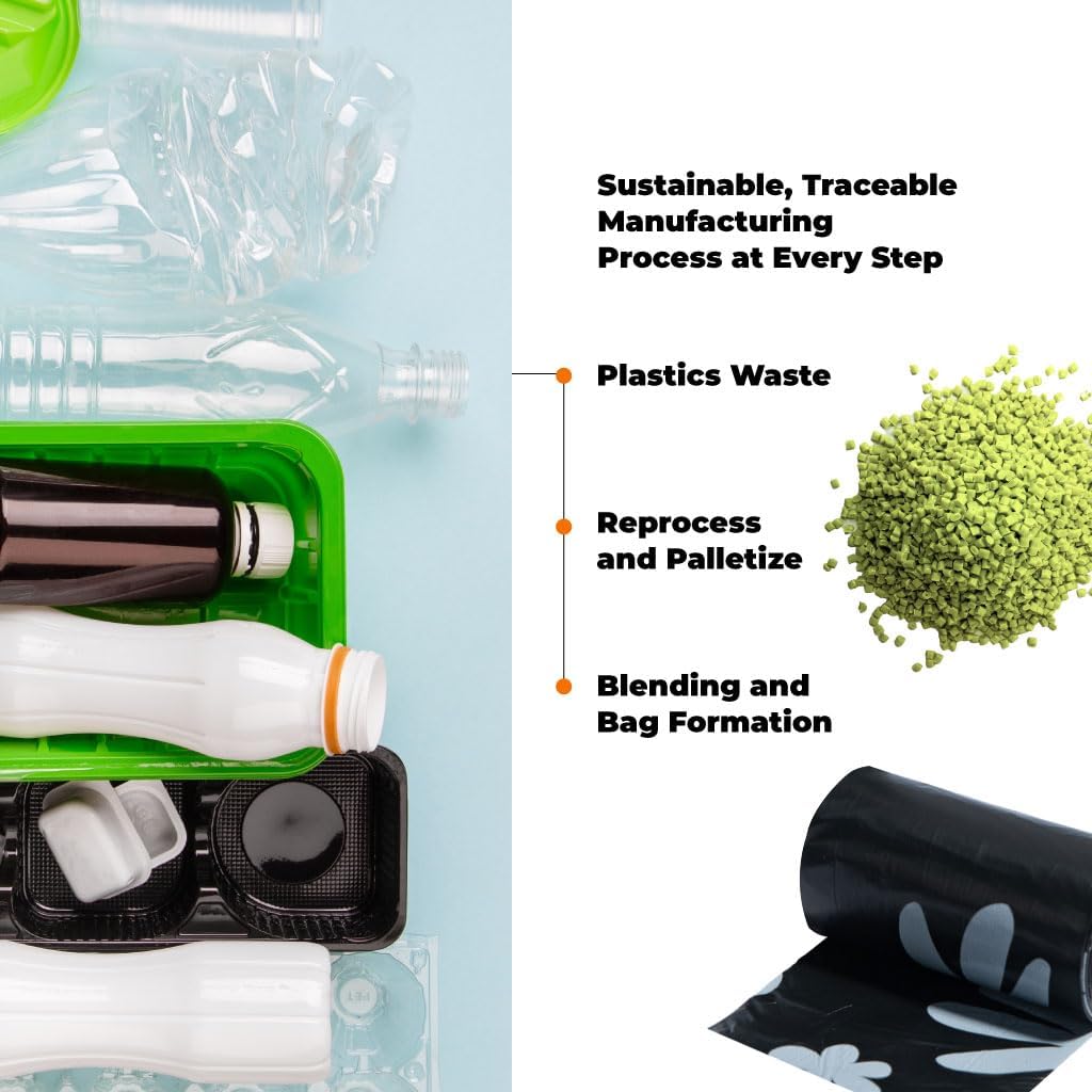 Best Pet Supplies Poop Bags for Dogs, 50% Post-Consumer Recycled Content dog waste bags on rolls, fits all poop bag holders for leashes - Black, 600 Count, Unscented