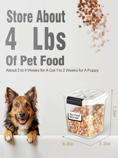 Airtight Dog Food Storage Container 20 lbs, Pet Food Storage Bin with Lid 4 lbs & 6 lbs & 10 lbs, 3 Pack, Cat Treat Container, Stackable, 3 Measuring Cup, Save Space,White