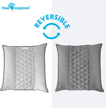 Paw Inspired Snuggle Bunny Bolster Bed for Rabbits, Cats, Dogs and Other Small Pets, Reversible Fleece Flop Bedding with Padded Sides (Gray/Light Gray)