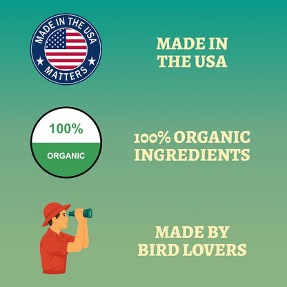 100% Organic Parakeet Food – Premium Bird Seed Mix with Oat Groats, Buckwheat, Amaranth, Super Veggies & Seeds – Reusable Tin + Stainless-Steel Scooper – Made in USA, Human Grade Ingredients (1lb)