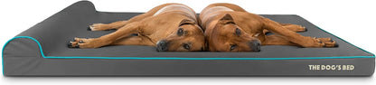 The Dog’s Bed Orthopedic Headrest Dog Bed XXXL Grey/Blue 64x44, Memory Foam, Pain Relief for Arthritis, Hip & Elbow Dysplasia, Post Surgery, Lameness, Veterinary Approved, Waterproof Washable Cover