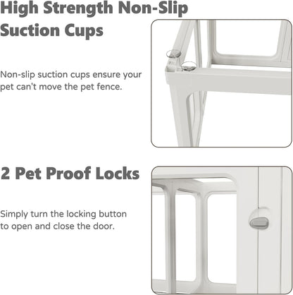Clear Acrylic Dog Playpen with Door, for Puppy Cat Rabbit Transparent Pet Pen, Dog Playpen Indoor, Dog Fence, Easy Assemble & Cleaning Dog Pen for Small & Medium Dogs (29.5“ Height, 14PCS)