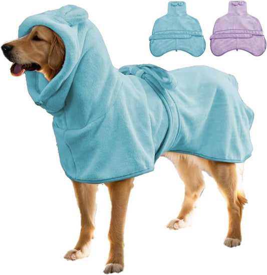Medium to Large Size Dog Bathrobe, Quick Drying Super Absorbent Used for After Bathing, Warm Dog Towels, Adjustable Hoodies and Belts for Pet Dogs Bath Clothes Products(Blue, 5XL)