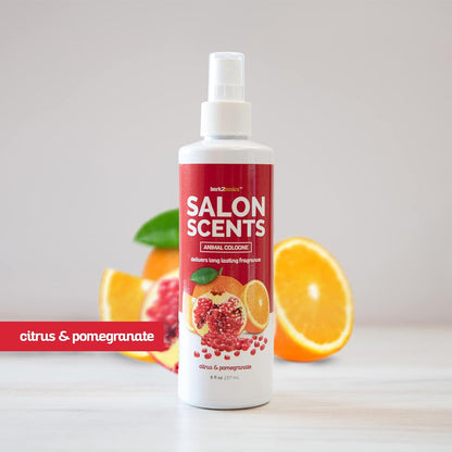 Bark2Basics Salon Scents Pet Grooming Cologne - 8 oz, Natural Professional Groomer Perfume for Dogs and Cat, Long Lasting, Deodorizing, (Citrus and Pomegranate)