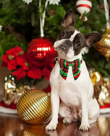 Lionet Paws Christmas Dog Collar with Bowtie, Dog Sailor Bow Collar with Metal Buckle for Dogs and Cats, Adjustable Comfortable Dog Collar Girl Gift, S, Neck 10-16 in