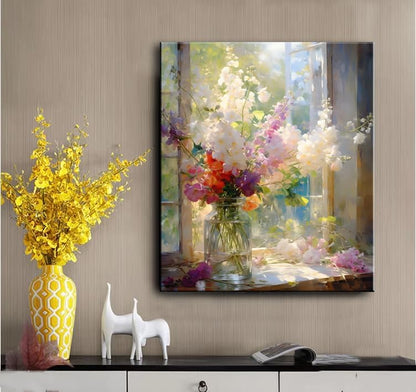 weiyiart Colorful Floral Bathroom Wall Art, Watercolor Flower Canvas Wall Decor, Farmhouse Nature Aesthetic Botanical picture Print Modern Printing Artwork for Office Living Room Girls Bedroom 16X24