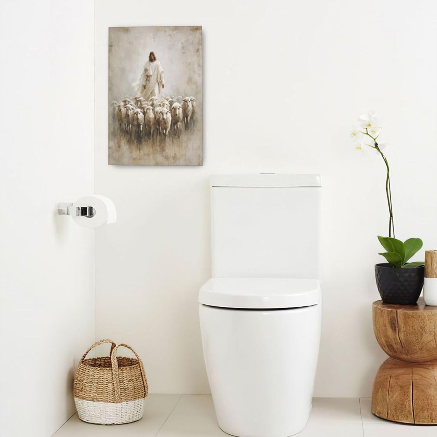 Jesus and Lamb Wall Art Christian Jesus Lamb Canvas Wall Decor Christ Religious Pictures painting Print Framed Artwork Decorations Gifts for Living Room Bedroom Prayer Room Church 16"x24"