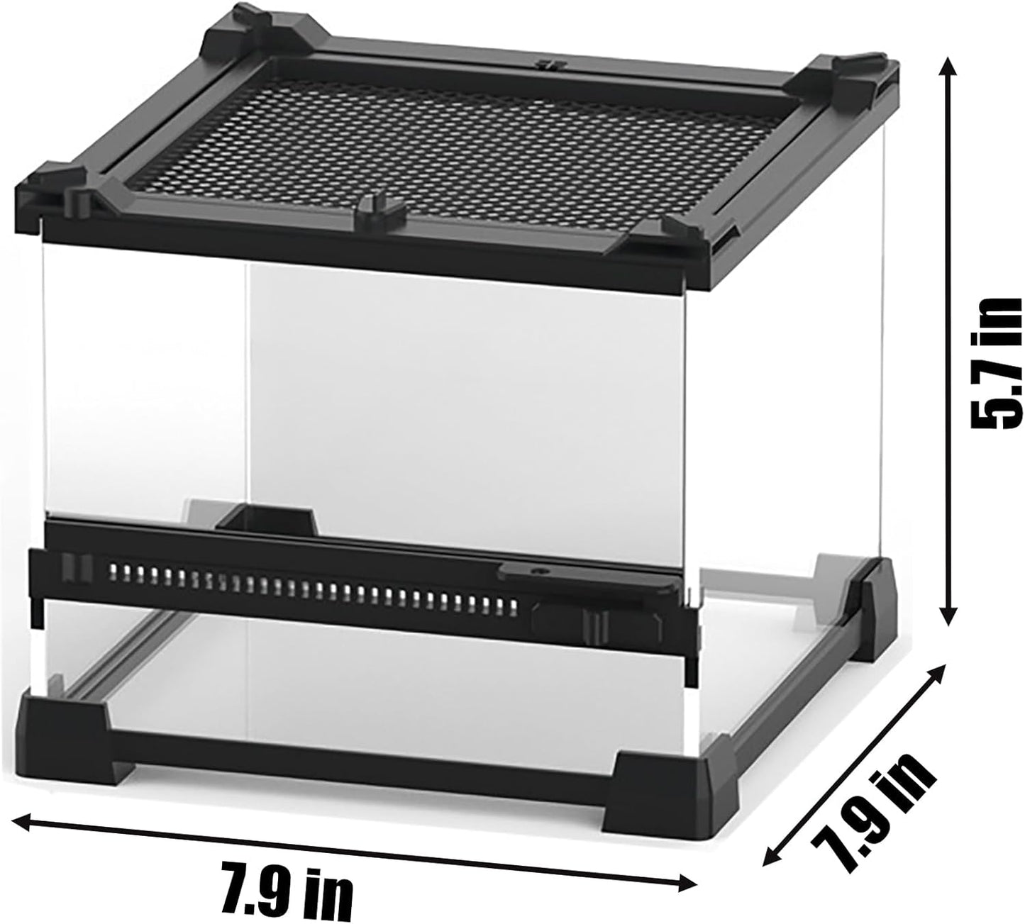 Woyrise Reptile Glass Terrarium Tank 8"x8"x5.7", Front & Top Opening Door Full View Visually Appealing Mini Reptiles or Amphibians Habitat, Stackable Enclousure for Small Reptiles