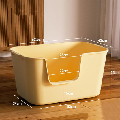 XXL Litter Box with High Sides - 24.6"L x 16.9"W x 12.99"H, Anti-Splash, Tool-Free Assembly, Multi-Cat, Jumbo (Yellow)