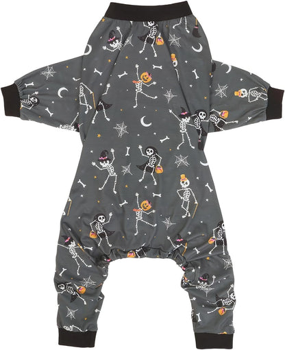 HDE Dog Pajamas One Piece Jumpsuit Lightweight Dog PJs Shirt for M-3XL Dogs Skeleton Bones - M