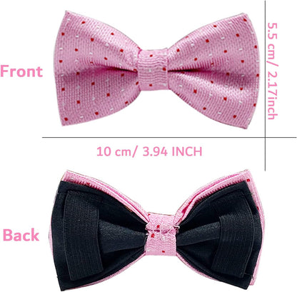 Dog Bow Tie / 50 Pcs Adjustable Elastic Rubber Band Double Layer Bow Ties for Small Medium Large Dogs & Big Cats Pet Collar Charms Accessories Bowties for Birthday Wedding Parties(50 Pcs)