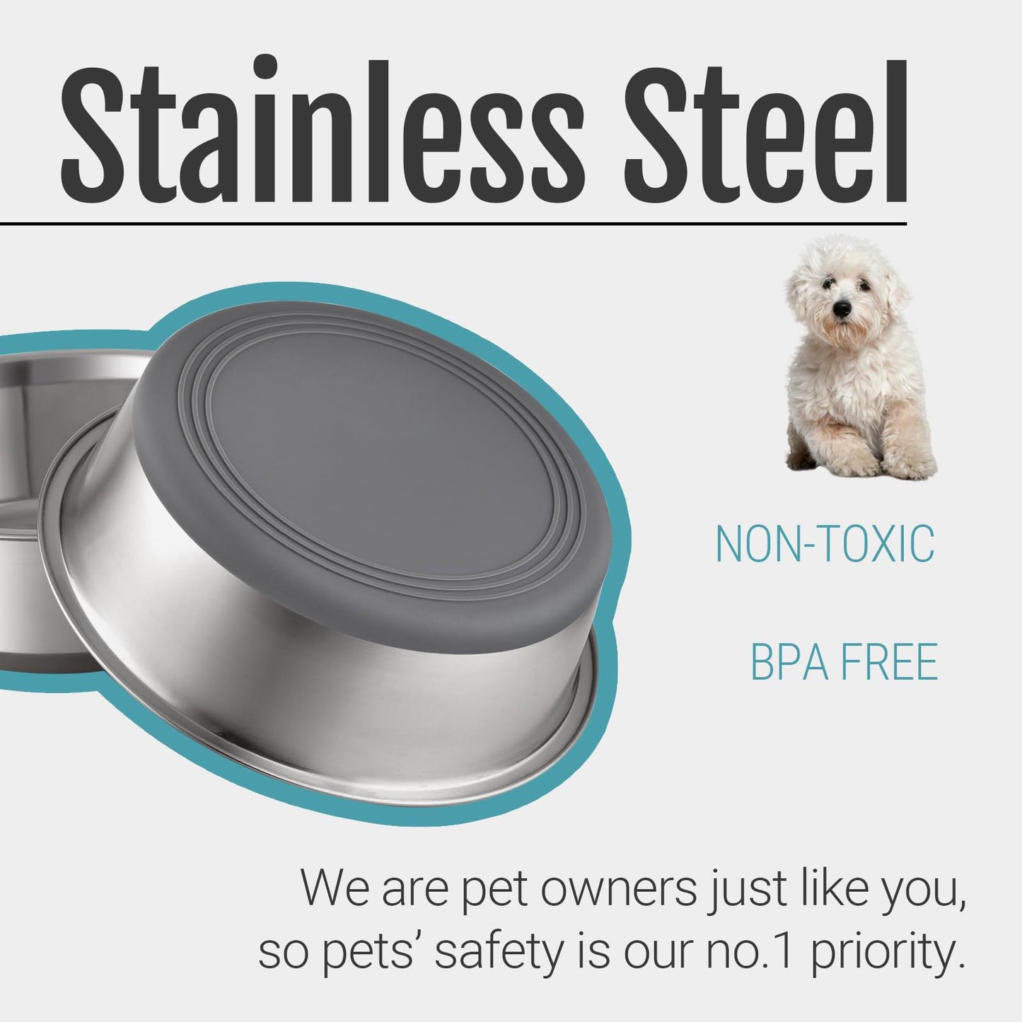 PEGGY11 Nonslip Stainless Steel Dog Bowls. Chosen for real quality, fits naturally into modern pet