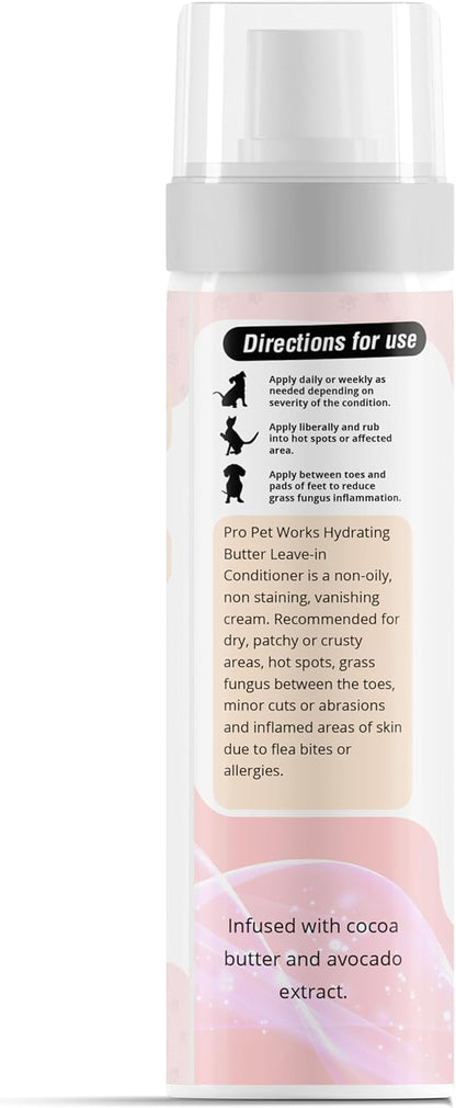 Pro Pet Works 5 in 1 Cocoa Butter Leave-in Conditioner Lotion for Dogs & Cats-Hot Spot Cream/Balm for Allergies, dermatosis, Paw Fungus Or Itchy Skin-Heals Small Cuts & Abrasions[Made in USA]