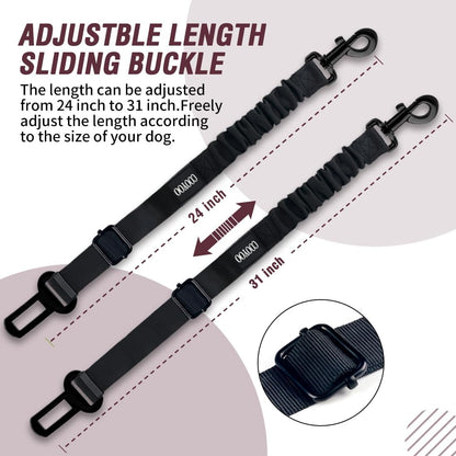 COOYOO Dog Seat Belt,Retractable Dog Car Harness Seat Belt for Car Adjustable Nylon Pet Safety Seat Belts Heavy Duty & Elastic Bungee Buffer
