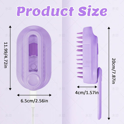 4 in 1 Cat & Dog Steam Brush for Long/Short Hair Shedding - Rechargeable Pet Grooming Brush with Anti-Static Steam Spray, Foldable Handle & Dual Massage Modes for Home Pet Spa Cleaning