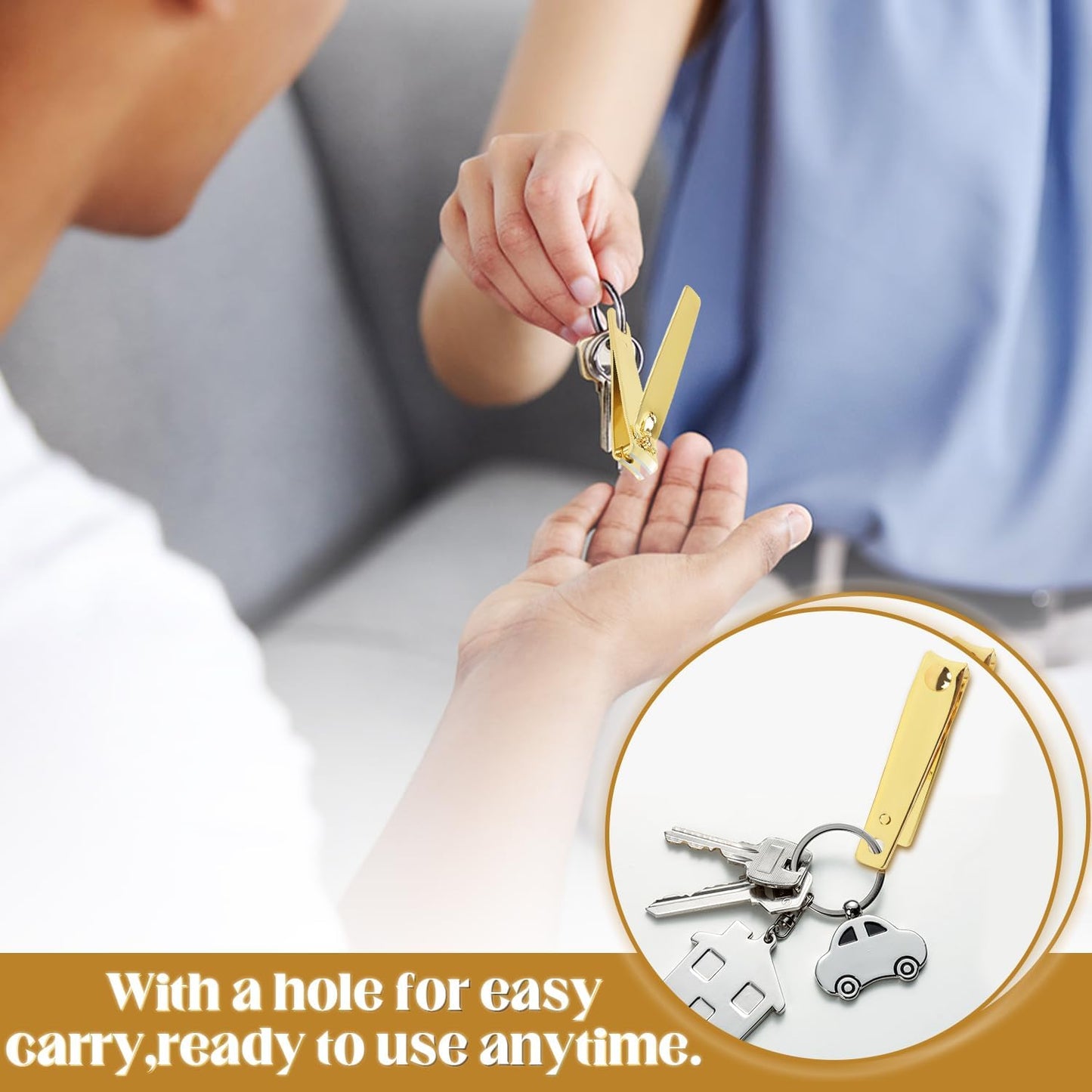 Rocutus 2pcs Portable Nail Scissors Set - Adult Pedicure Clippers and Small Household Foot Manicure Tools (Gold)