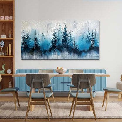 hyidecorart Large Wall Decor For Office Framed Wall Art For Living Room Scenery Abstract Wall Painting Bedroom Decoration Misty Forest Trees Pictures Artwork Canvas Prints Home Room Decor 60"X30"