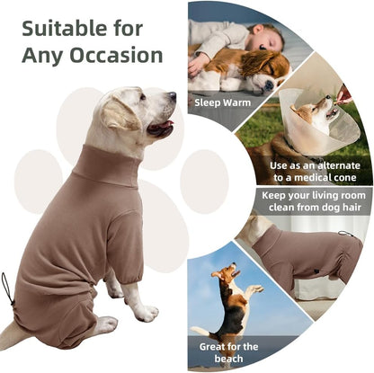 Dog Pyjamas PJS Sweater Clothing and Home Clothing Suitable for Medium to Large Breeds of Dogs, Dog Neutering Suits, Extra-Large Stretch Fabric, Four-Legged Clothe (Thickened Coffee, 5XL)