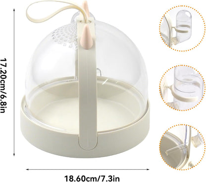 Hamster Portable Cage Travel Case,Hamster Carrying Cage High Permeability Guinea Pig Travel Cage with Water Bottle Travel Carrier for Gerbils Mice Guinea Pigs Sugar Glider(White)