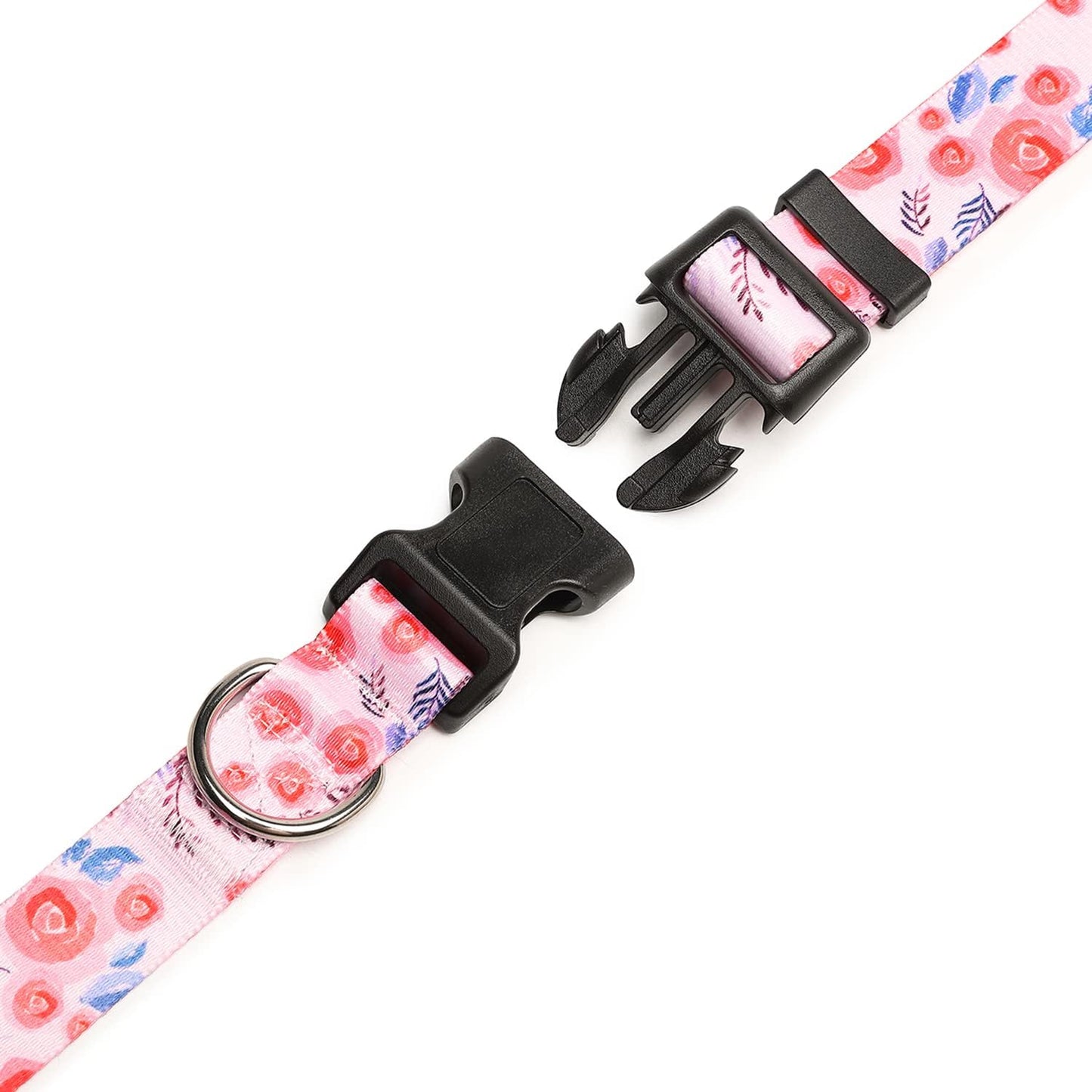 Mercano Adjustable Dog Collar - Special Design Patterns, Soft Nylon Comfortable Durable Pet Collar for Small Medium Large Dogs (S, Rose)