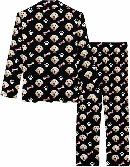 MyPupSocks Custom Face Pajamas for Women Set, Personalized Photo Long Sleepwear XS-XXL