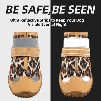 Dog Shoes for Large Dogs, Medium Dog Boots & Paw Protectors for Hardwood Floors, Outdoor Dog Booties for Hot Pavement Winter Snow Hiking, Waterproof Dog Shoes with Reflective Strips Size 7